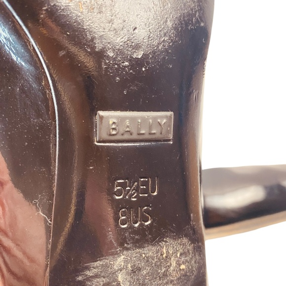 BALLY Vintage Women’s Patent Leather Uberta-05 Heels Square Toe In Black Size 8 - Picture 8 of 12